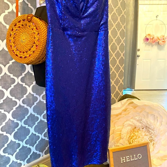 Electric blue strapless sequin dress - Picture 2 of 3